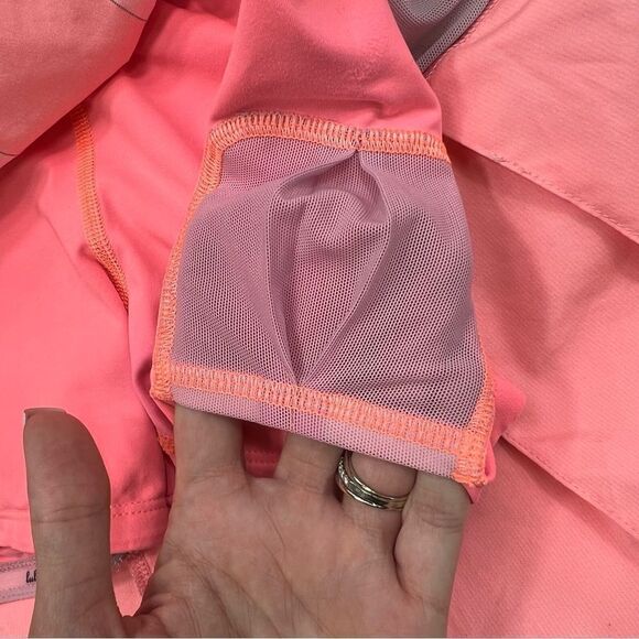 Lululemon Run Pace Setter Skirt Gros Gingham Bleached Coral Size 4 - Picture 6 of 7